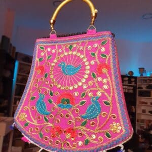 bolso hindú aves rosa
