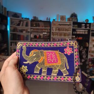 Monedero hindú azul elefante dorado