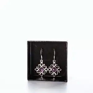 pendientes nudo de bruja plata amatista