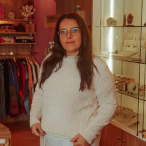 Jersey chinilla S/M blanco roto
