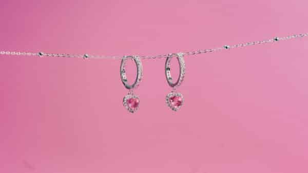 Pendientes corazon rosas