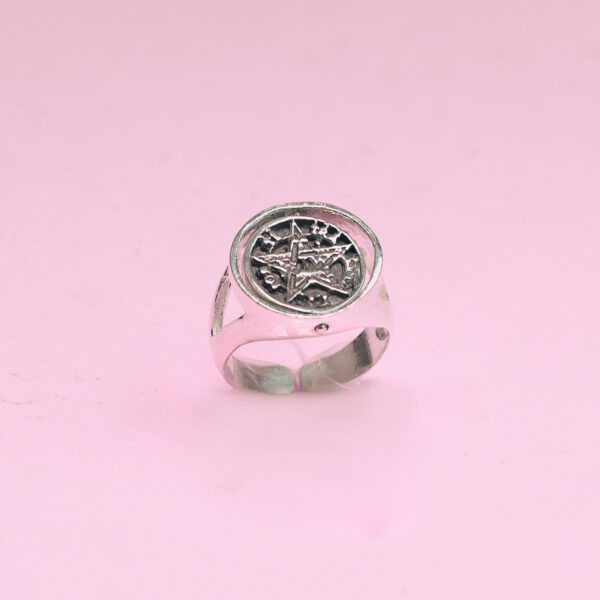 anillo doble medalla nudo y tetra ajustable - Imagen 2