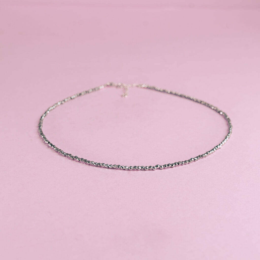 gargantilla hematite facetada plata