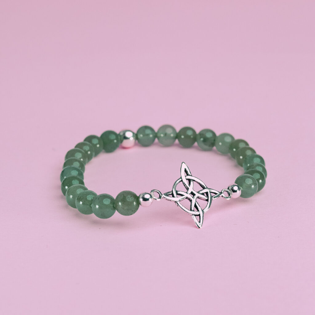 Pulsera aventurina nudo de bruja en plata de ley