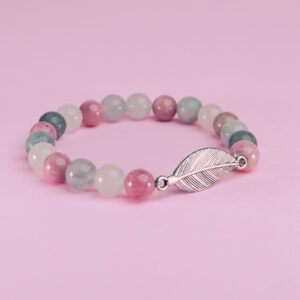 Pulsera rodonita Ágata con pluma-8mm