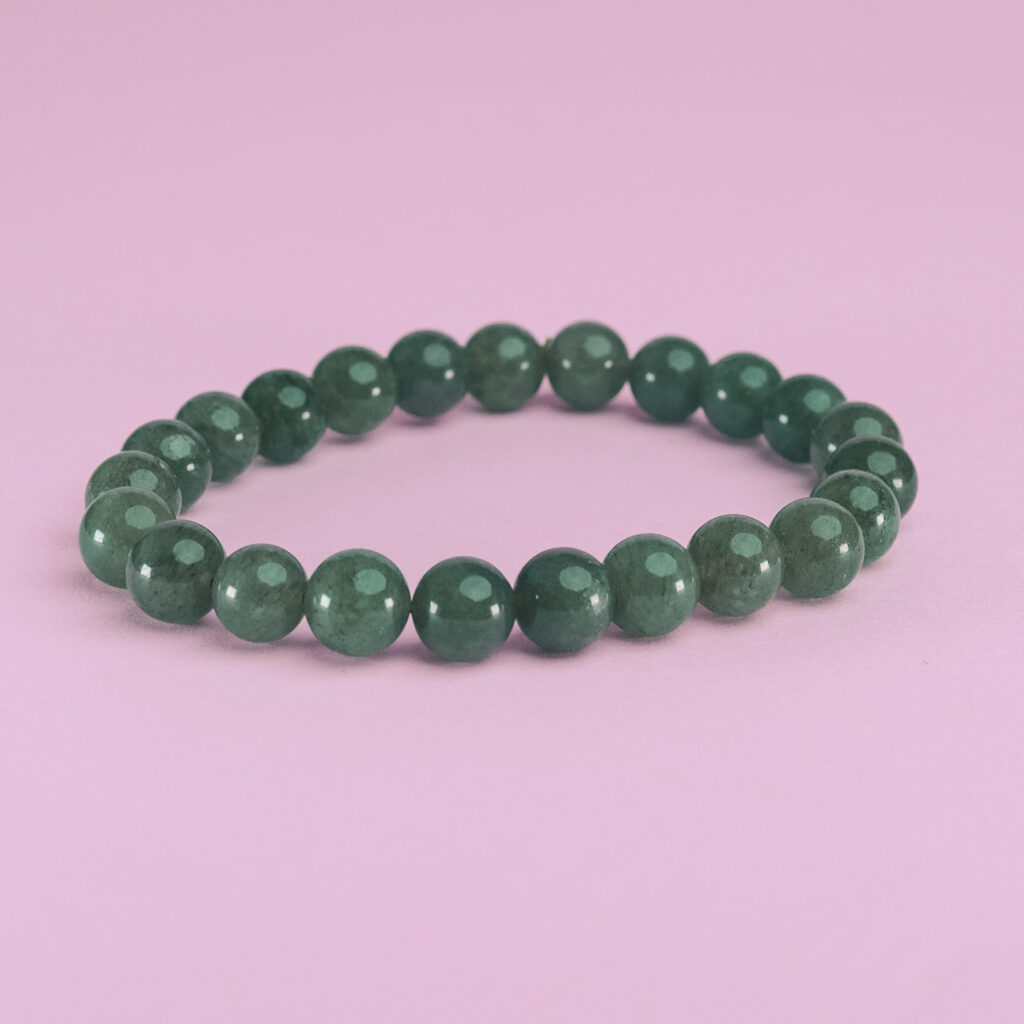 Pulsera cuarzo verde 8mm( Salud, sanción)