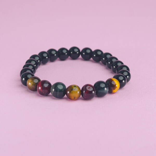 Pulsera triple ojos de tigres con ónix 8mm