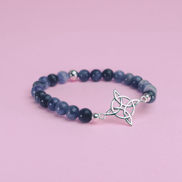 Pulsera lapislázuli nudo de bruja en plata de ley