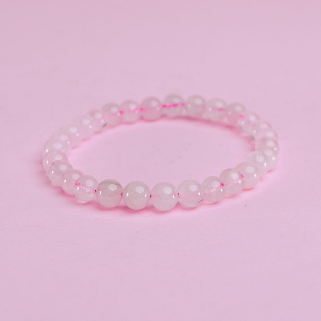 Pulsera bola 6 mm cuarzo rosa