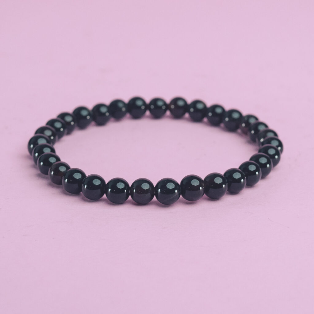 Pulsera bola 6 mm obsidiana
