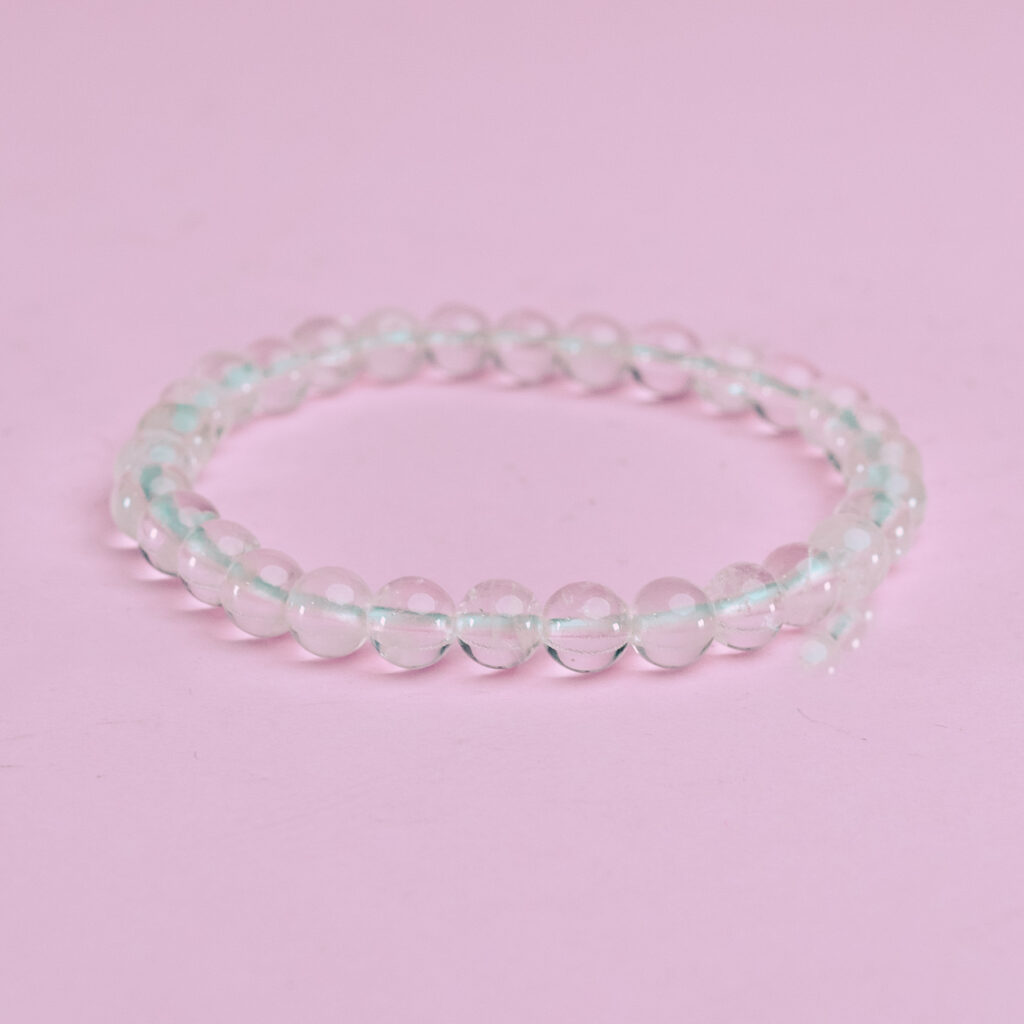 Pulsera bola 6 mm cuarzo blanco