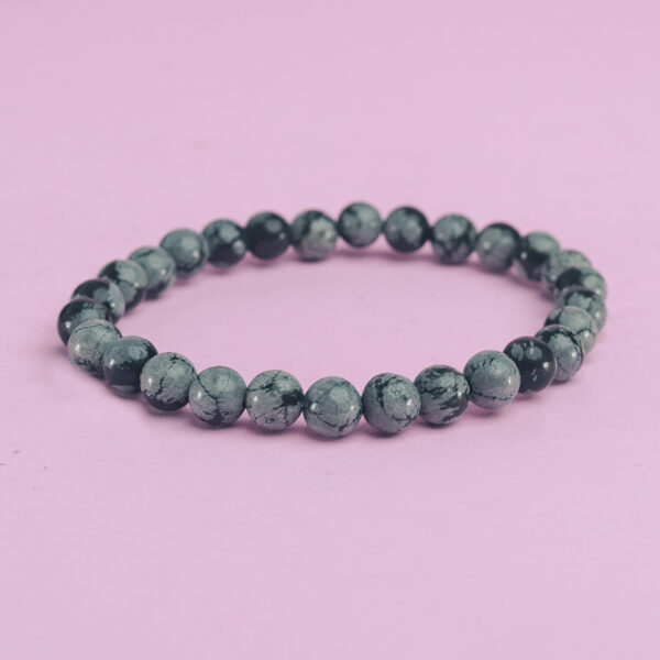 Pulsera bola 6 mm obsidiana nevada
