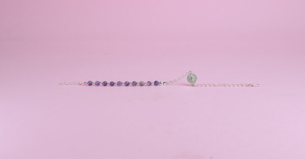 pulsera bola amatista y san benito plata