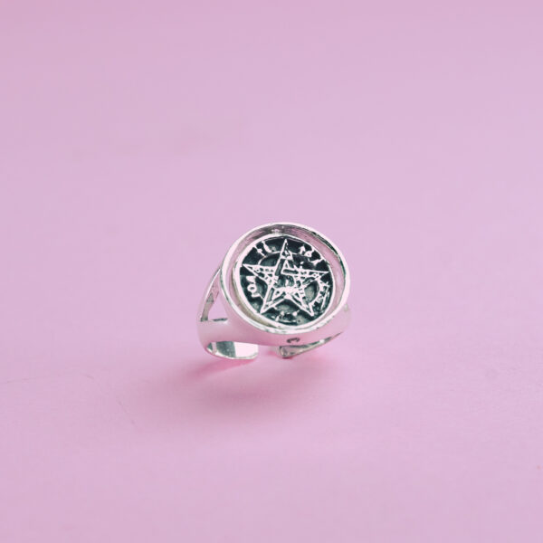anillo doble medalla tetra y san benito ajustable