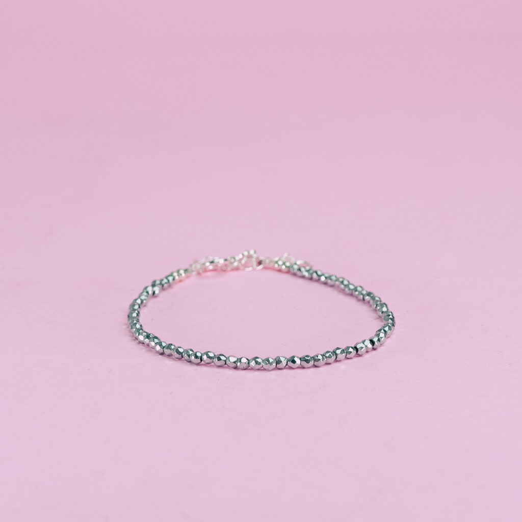 pulsera hematite 2 mm plata