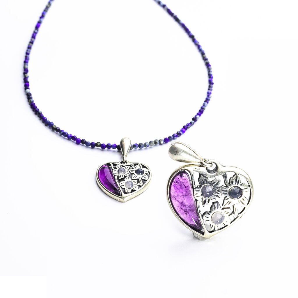 colgante corazon de amatista