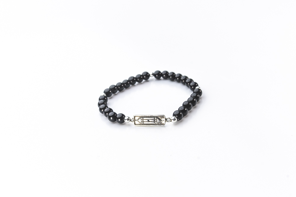 Pulsera de Turmalina Negra y Talismán Atlante