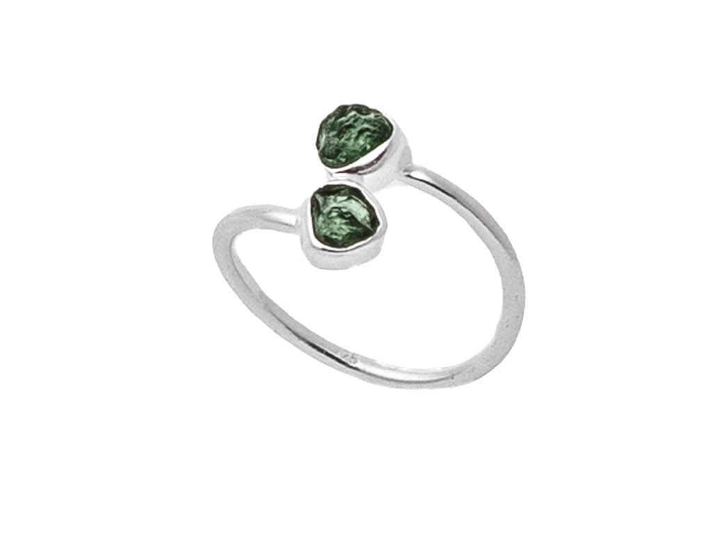 anillo  2 moldavitas ajustable