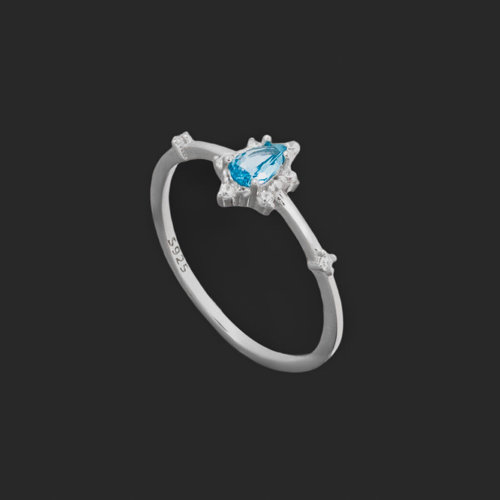 anillo aguamarina y moisanita