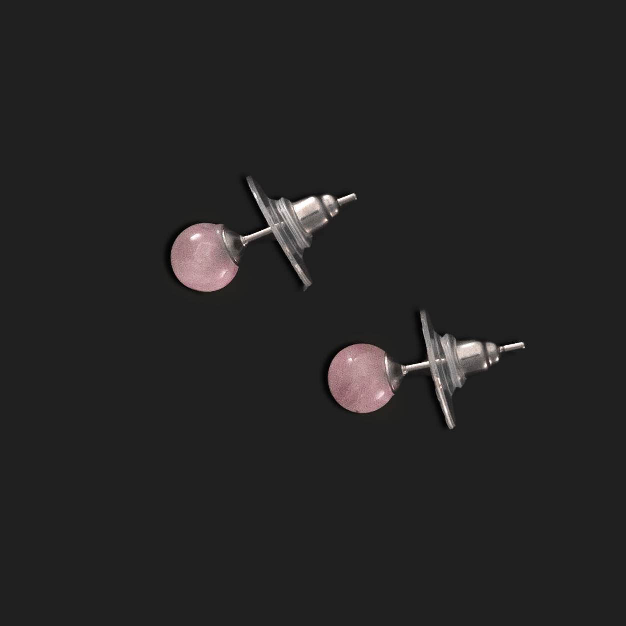 pendiente bola mineral 6 mm cuarzo rosa