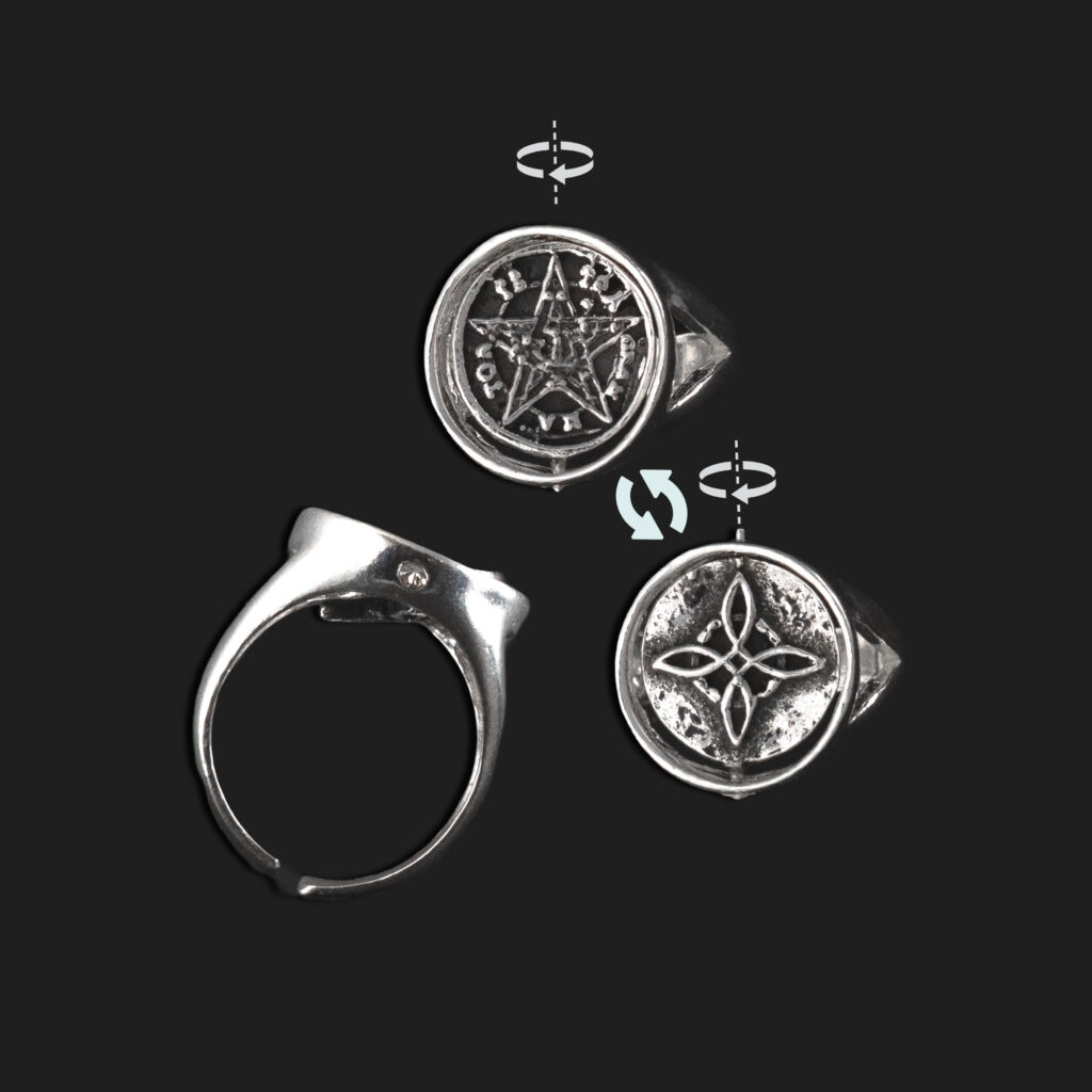 anillo giratorio medalla nudo y tetra ajustable