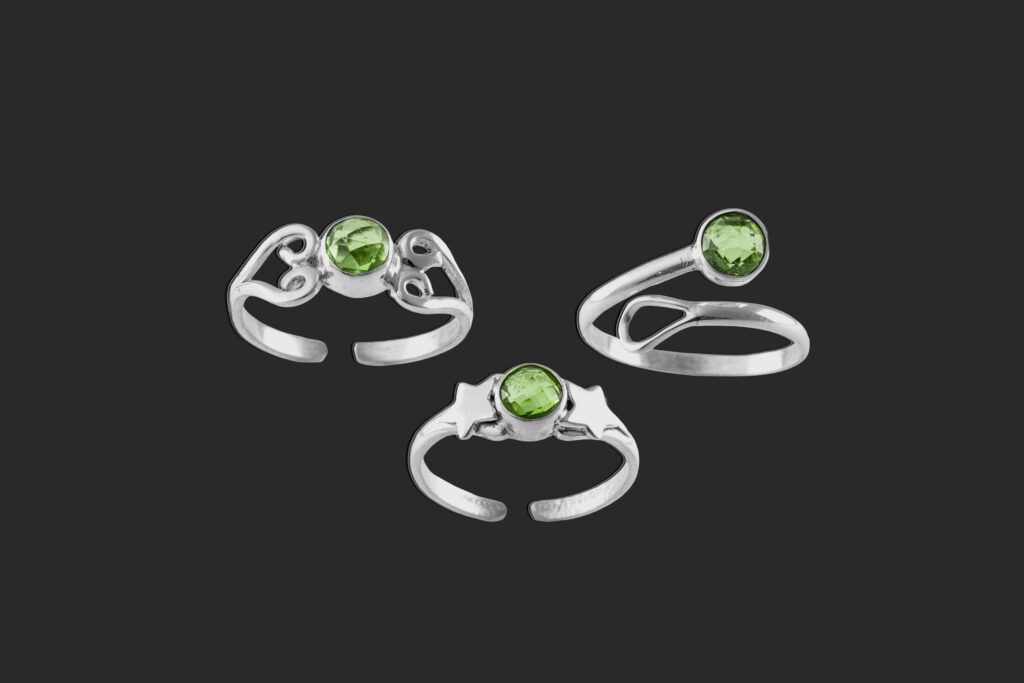 Anillo olivino ajustable plata de ley