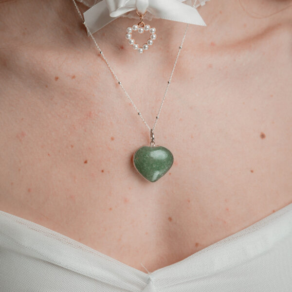 Colgante corazon cuarzo verde - Imagen 2