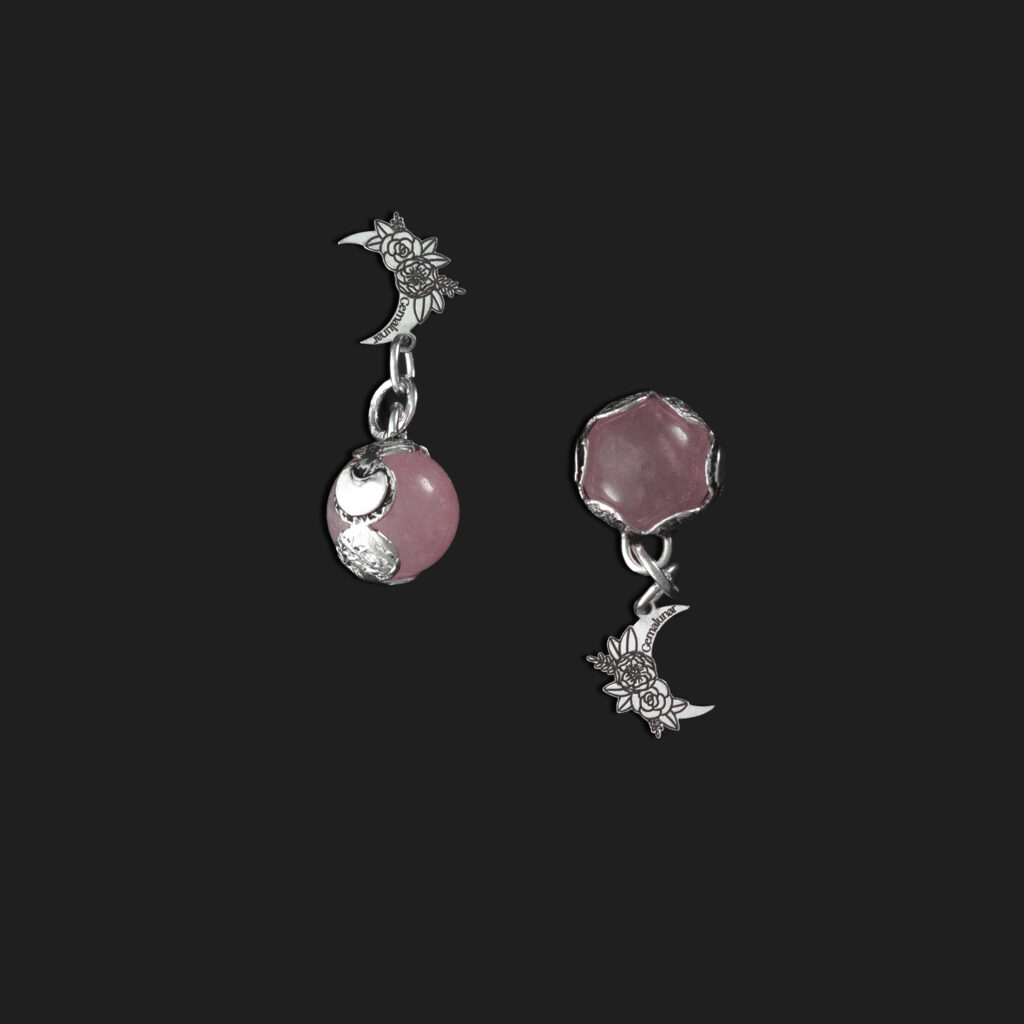Colgante Gema Lunar activado cuarzo rosa