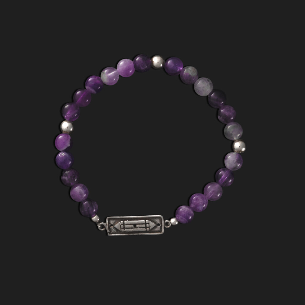 pulsera atlante plata de ley con amatista elastica
