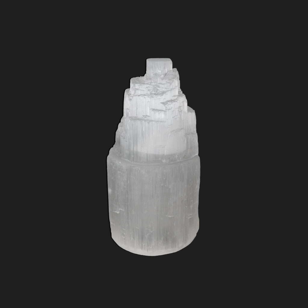 Lámpara selenita 20 cm con base de madera