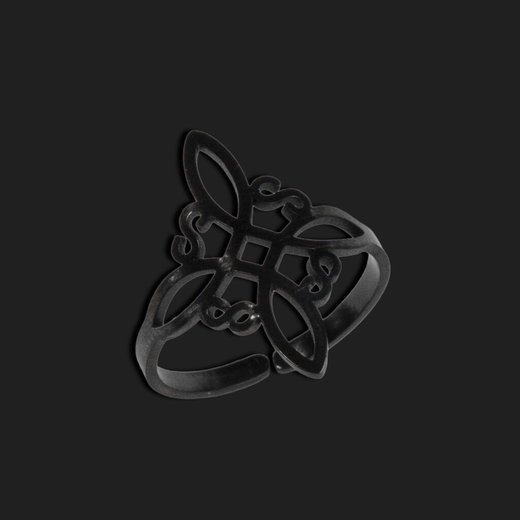 anillo nudo de bruja acero negro