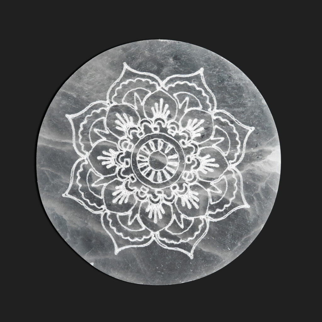 placa mandala selenita 8 cm