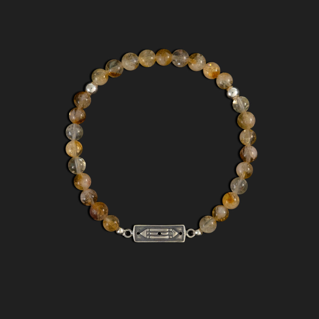 pulsera atlante plata y citrino elastica