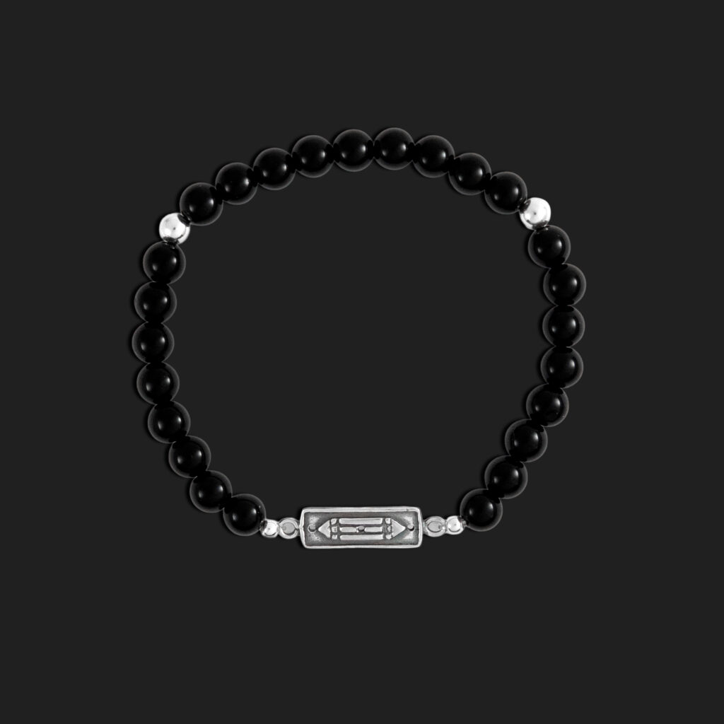 pulsera atlante plata y turmalina elastica