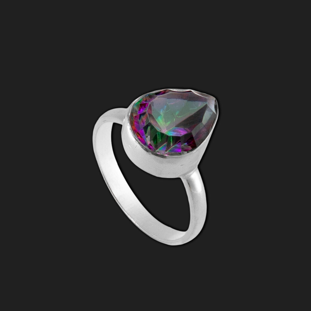 Anillo Plata de Ley Topacio Místico Ajustable