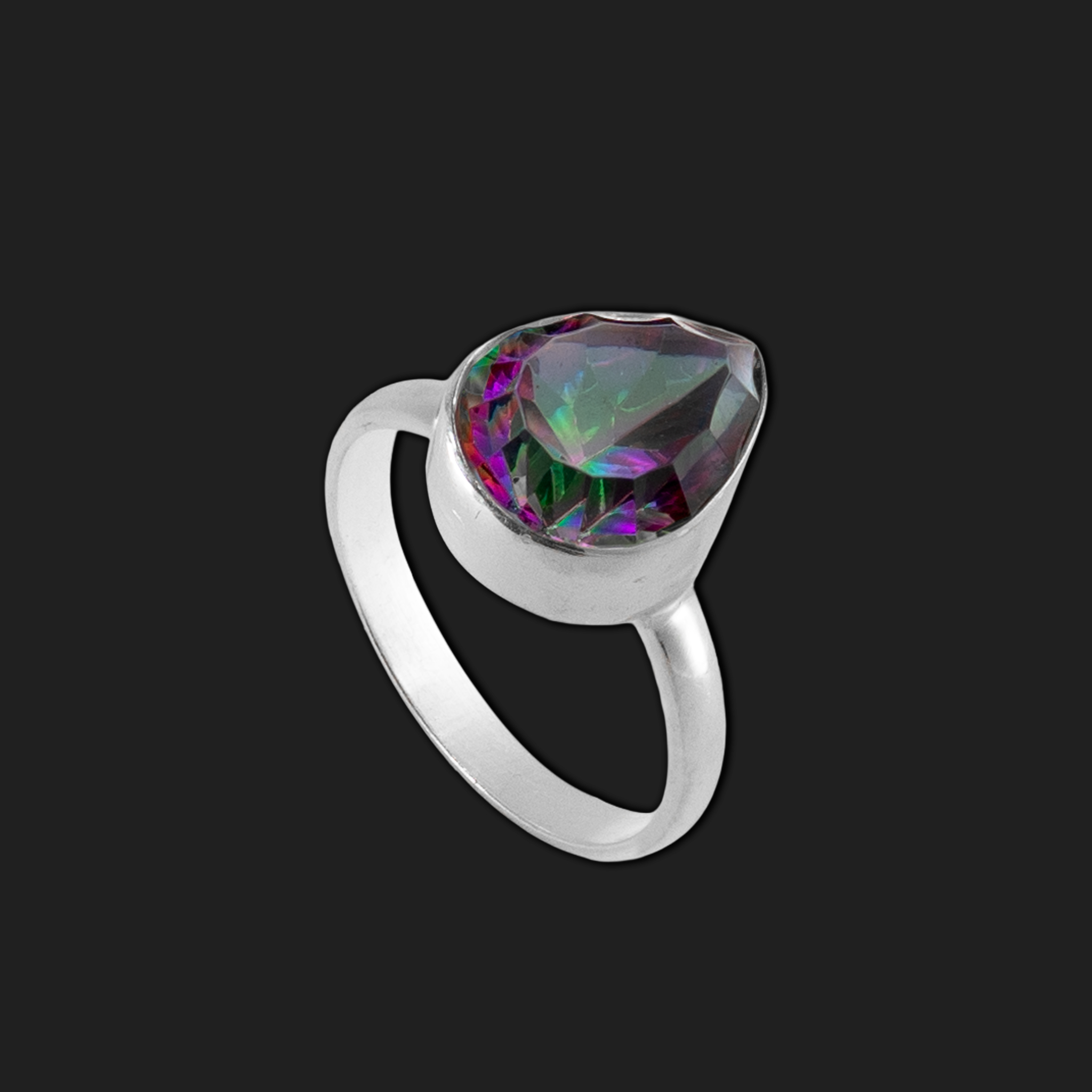 Anillo Plata de Ley Topacio Místico Ajustable