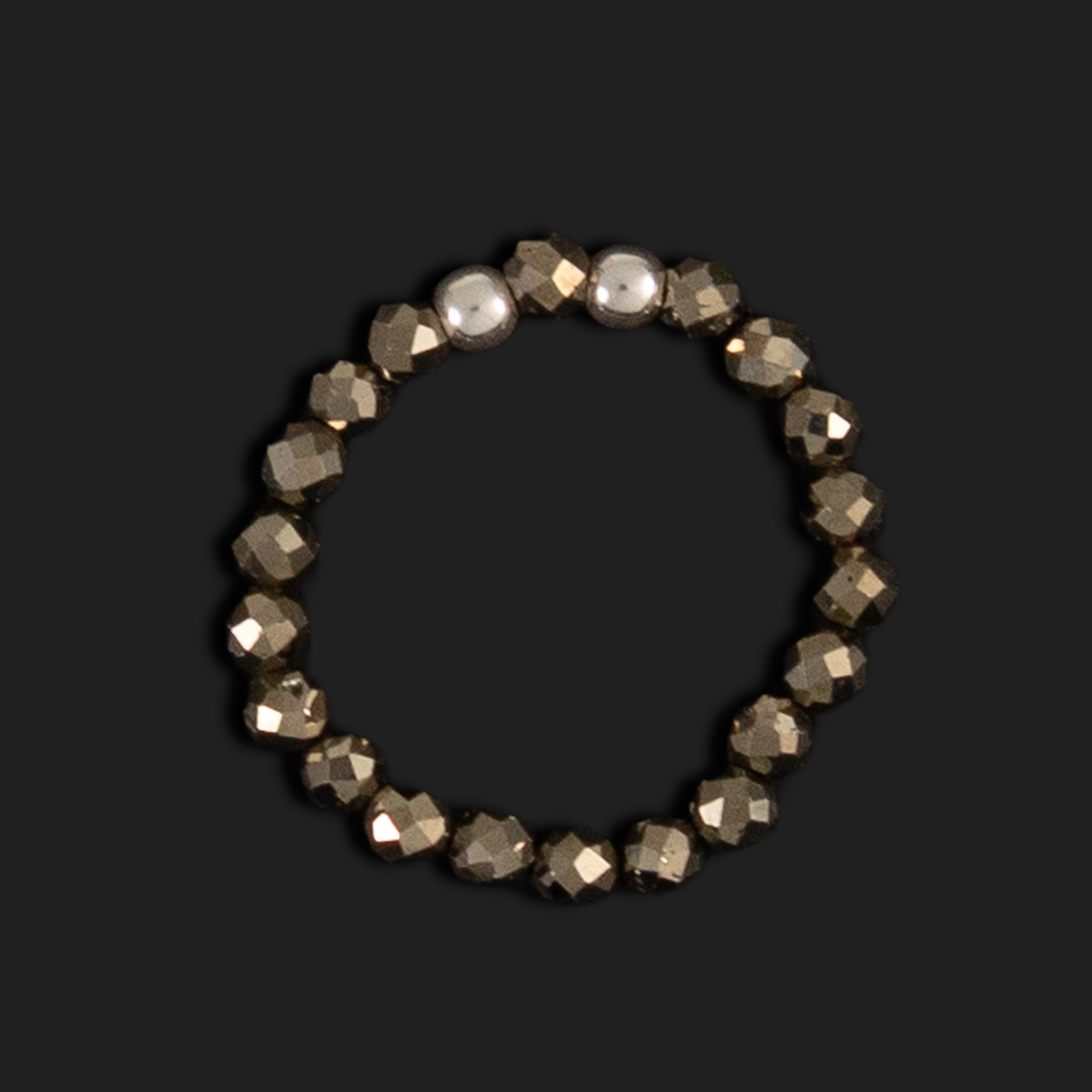 Anillo Elástico Pirita | Escudo y Prosperidad