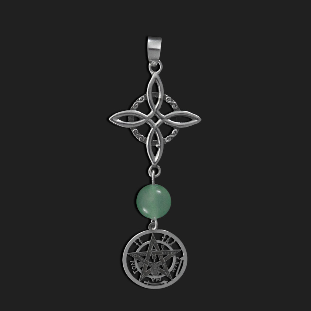 colgante doble proteccion macizo con cuarzo verde