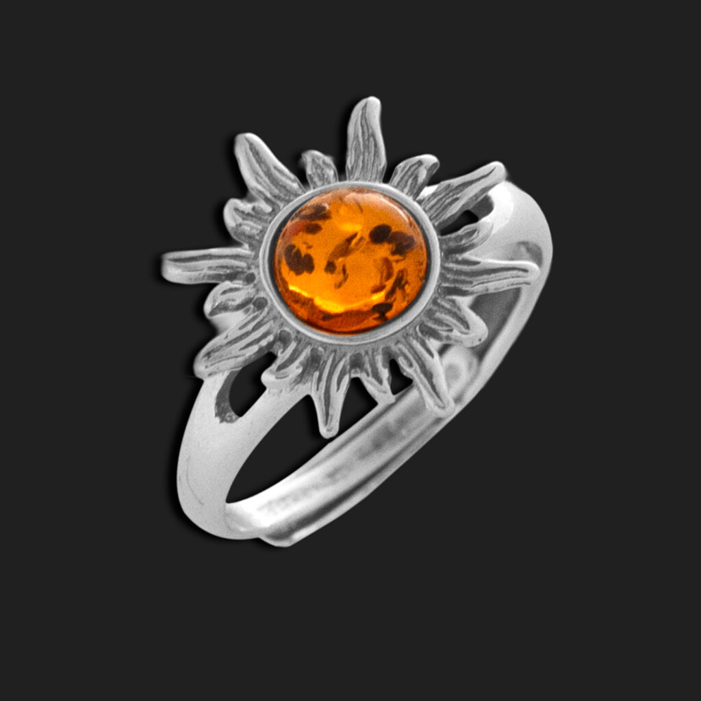 Anillo ajustable sol de ambar