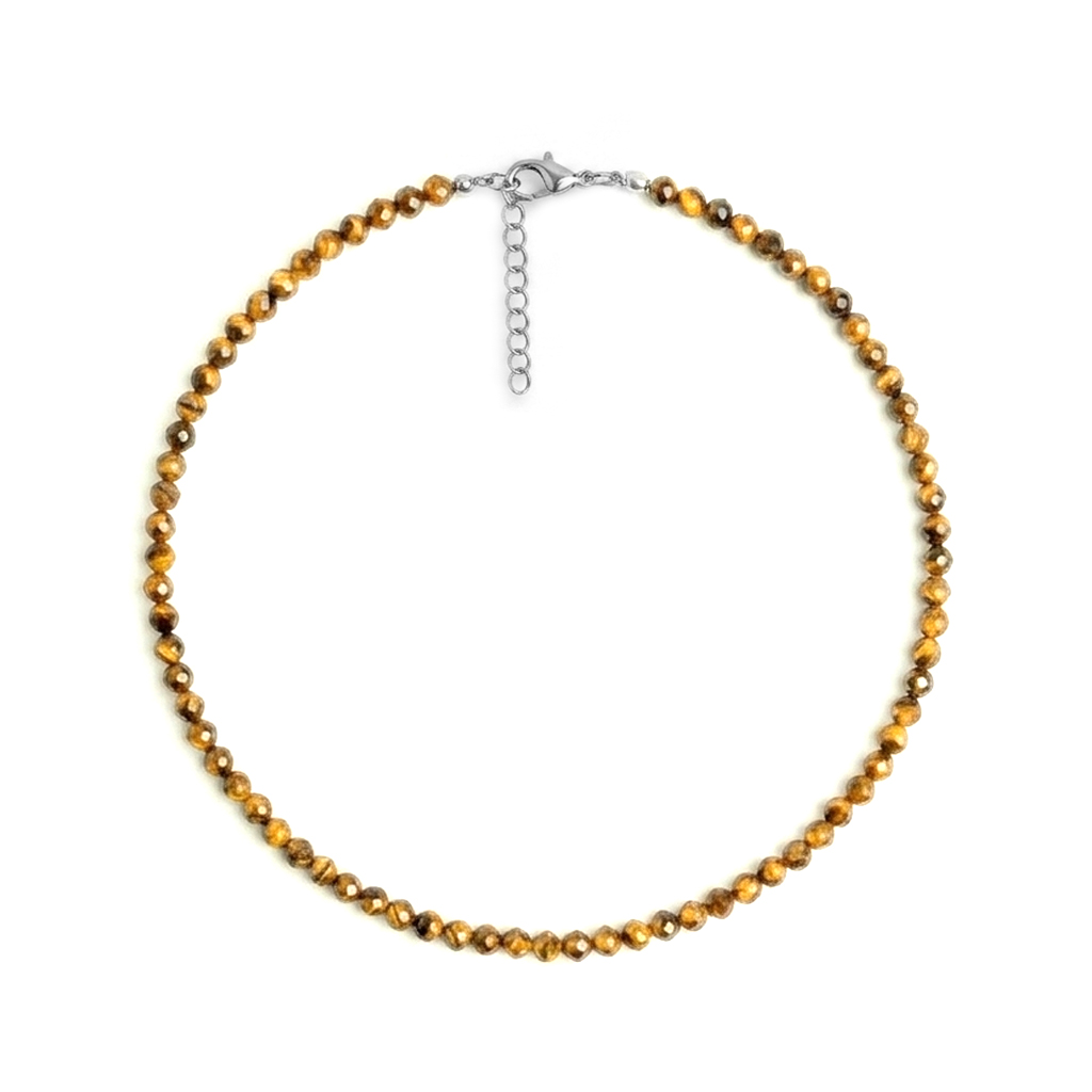 collar facetado ojo de tigre 4 mm