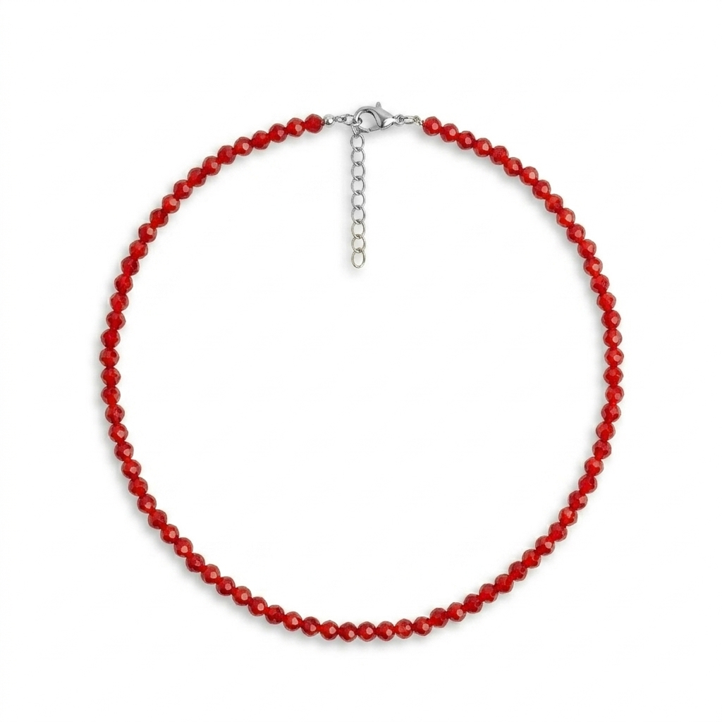 collar facetado rubi 4 mm