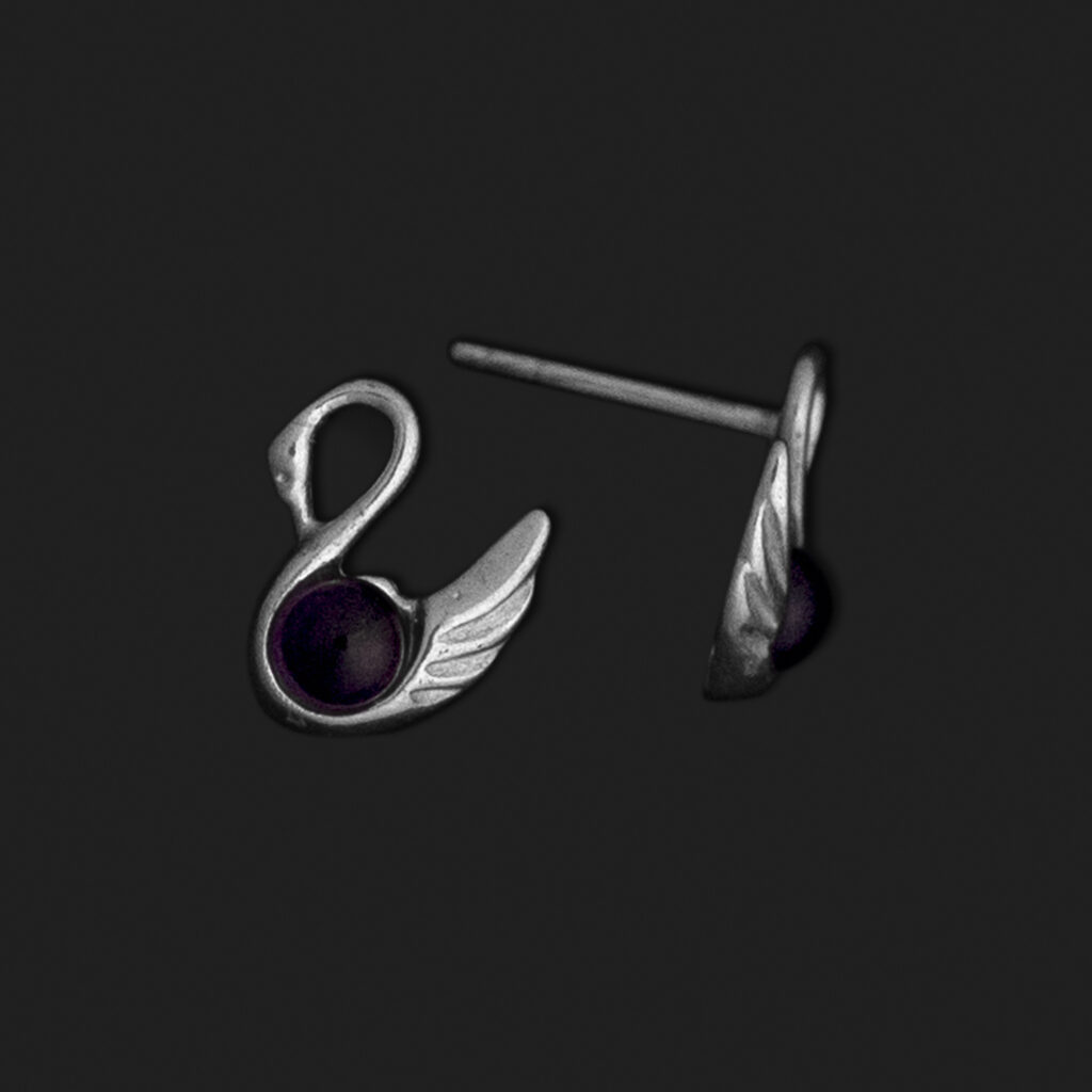 Pendientes cisne amatista