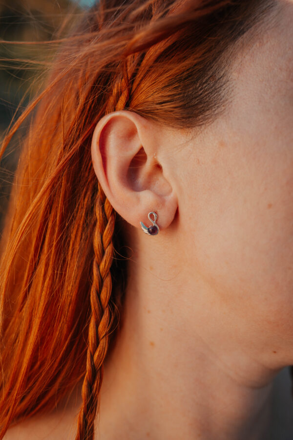 Pendientes cisne amatista - Imagen 2
