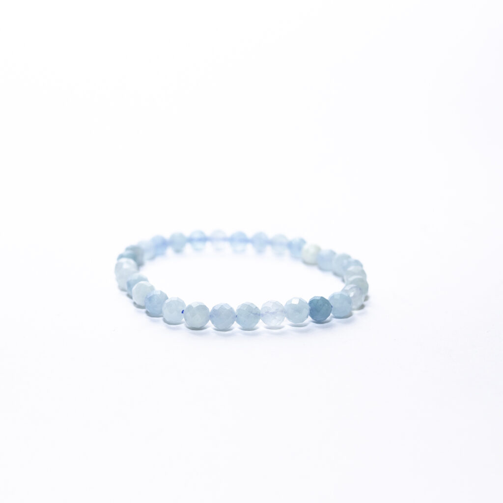 pulsera aguamarina facetada 6 mm