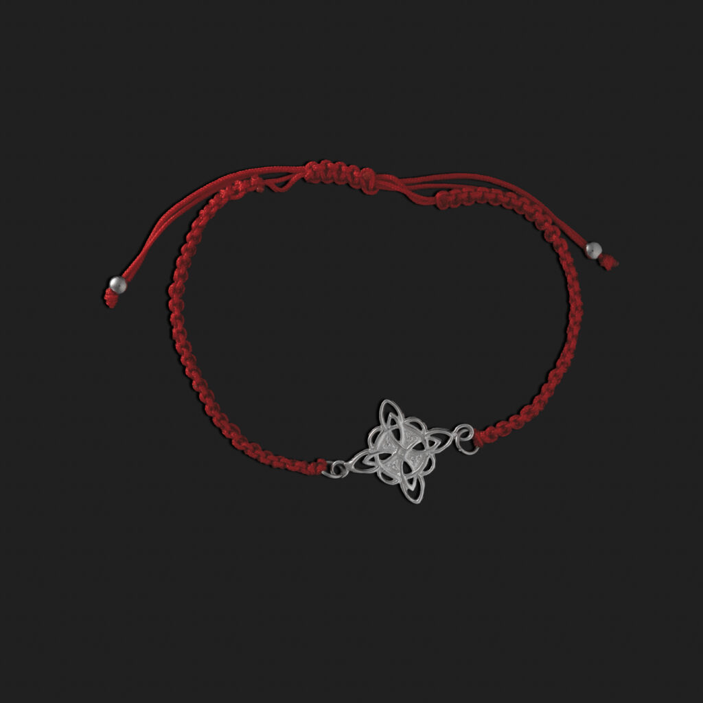pulsera macrame con nudo de bruja plata mediano