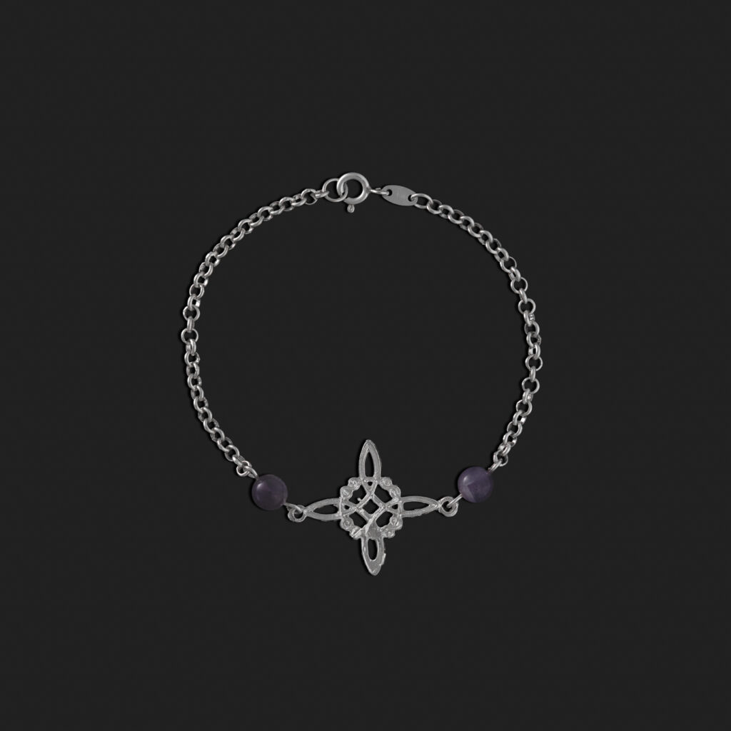 pulsera nudo de bruja con amatista sencilla