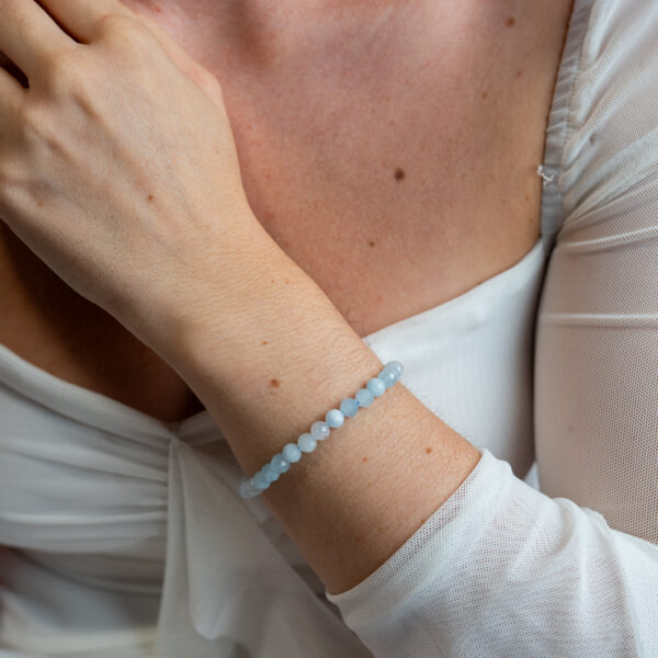 Pulsera aguamarina facetada 6 mm - Imagen 2