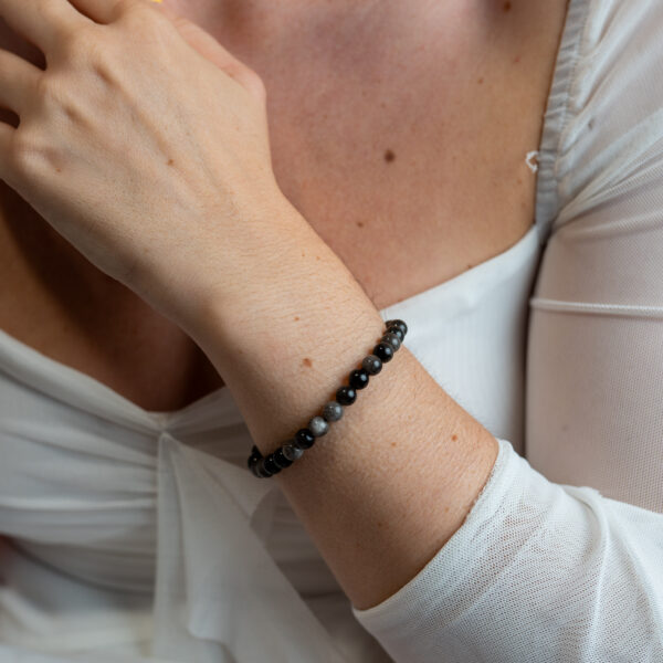 Pulsera de obsidiana nevada 6 mm - Imagen 2